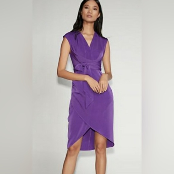48. Gabrielle Union for New York & Company Purple Wrap Tie Dress in XXL NWT - Picture 1 of 4